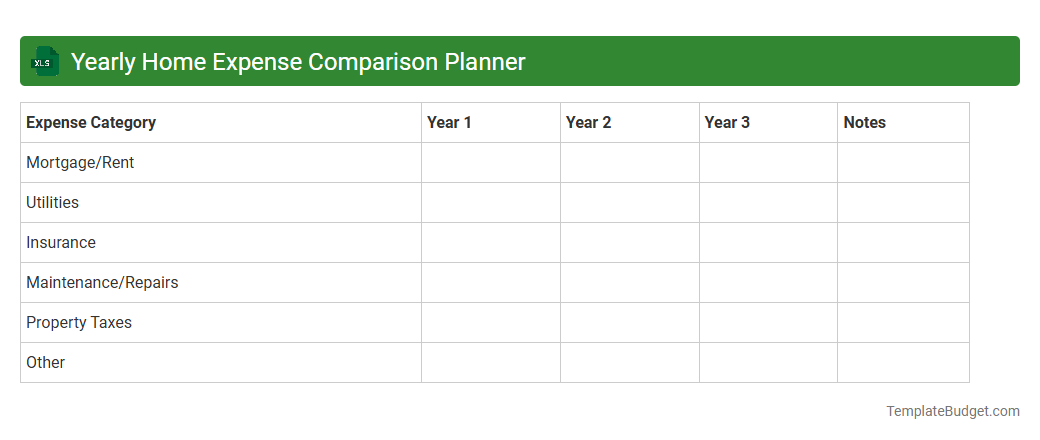 Yearly Home Expense Comparison Planner