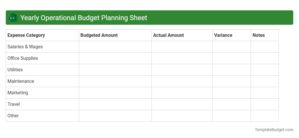 Yearly Operational Budget Planning Sheet