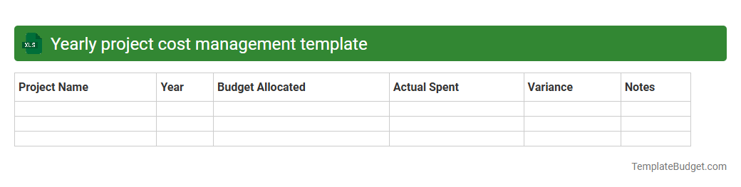 Yearly project cost management template