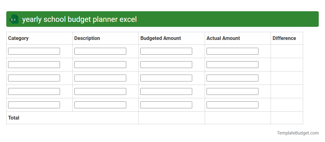 yearly school budget planner excel
