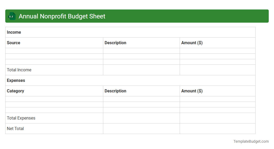 Annual Nonprofit Budget Sheet