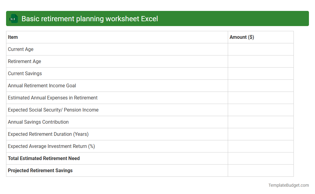 Basic retirement planning worksheet Excel