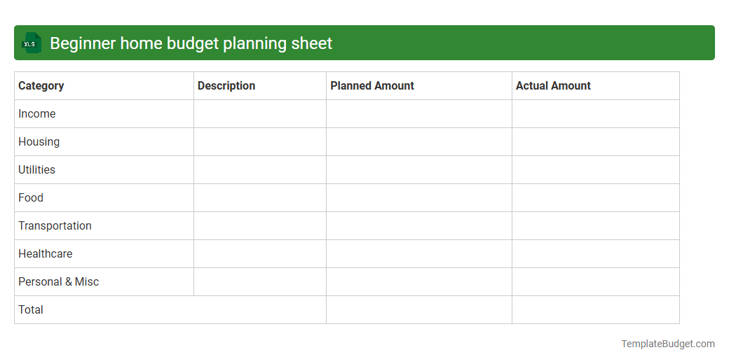 Beginner home budget planning sheet