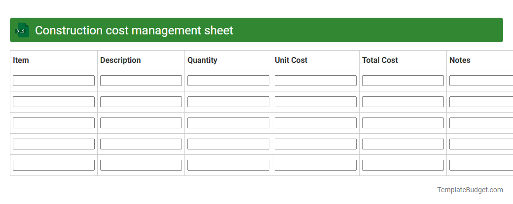 Construction cost management sheet