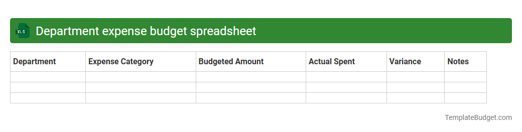 Department expense budget spreadsheet