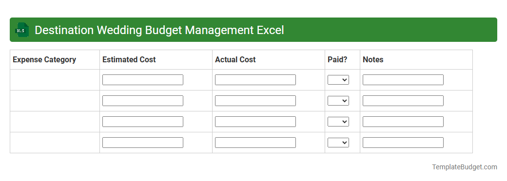 Destination Wedding Budget Management Excel