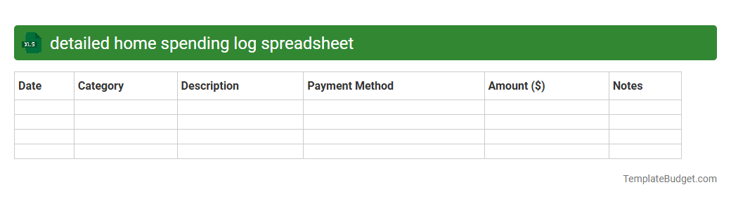 detailed home spending log spreadsheet