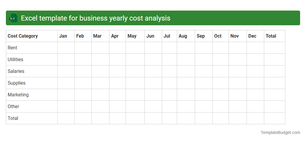 Excel template for business yearly cost analysis