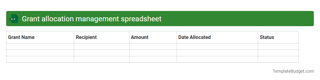 Grant allocation management spreadsheet