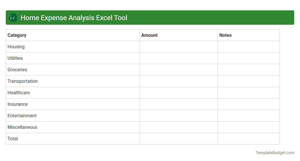 Home Expense Analysis Excel Tool