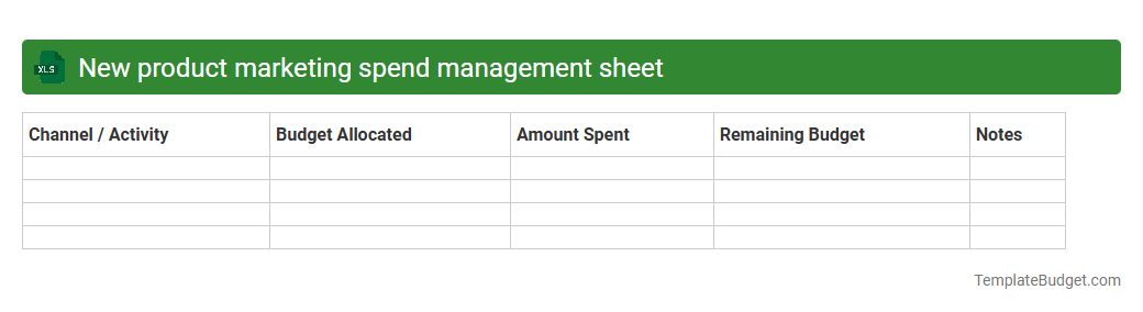 New product marketing spend management sheet