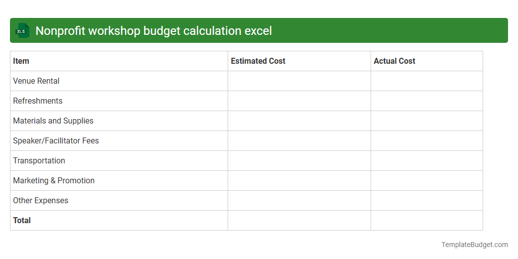 Nonprofit workshop budget calculation excel