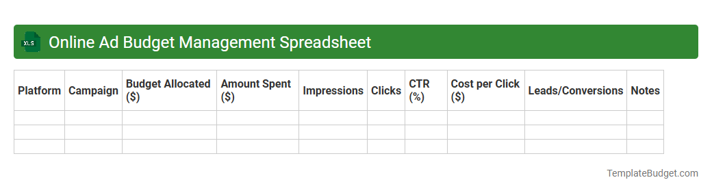 Online Ad Budget Management Spreadsheet