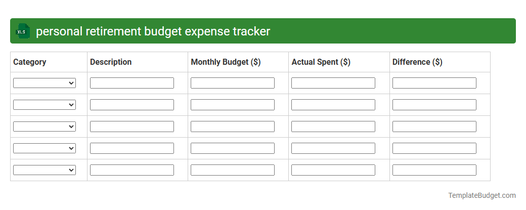 personal retirement budget expense tracker