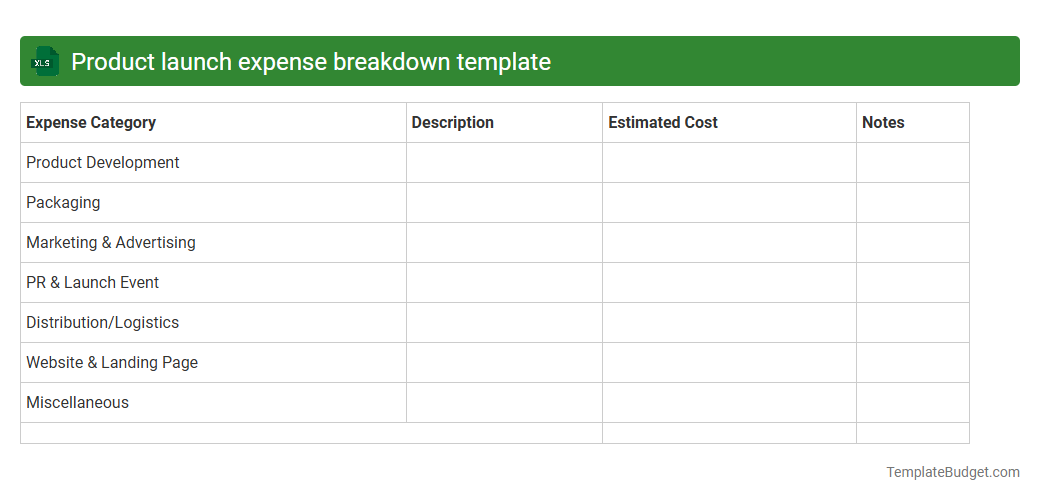Product launch expense breakdown template