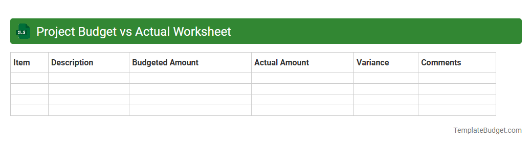 Project Budget vs Actual Worksheet