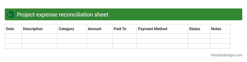 Project expense reconciliation sheet