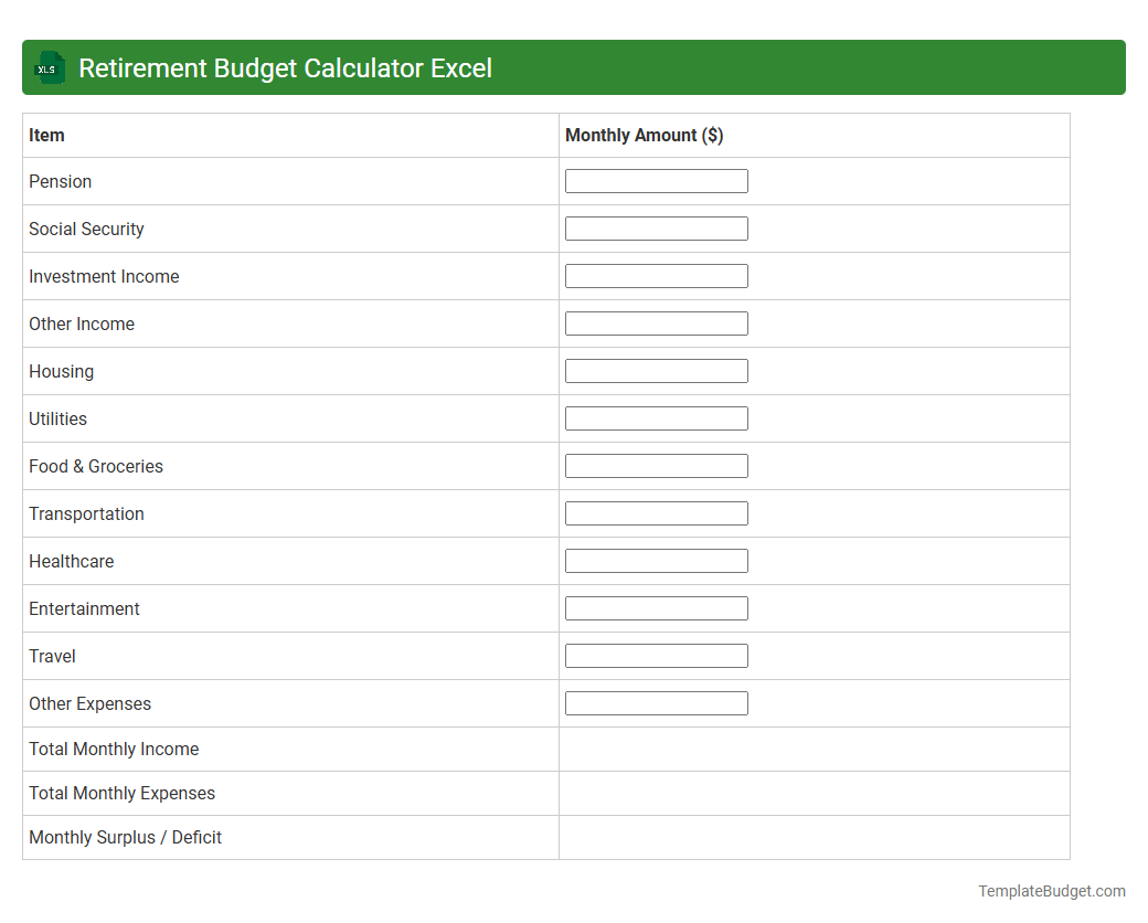 Retirement Budget Calculator Excel