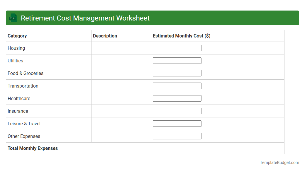 Retirement Cost Management Worksheet