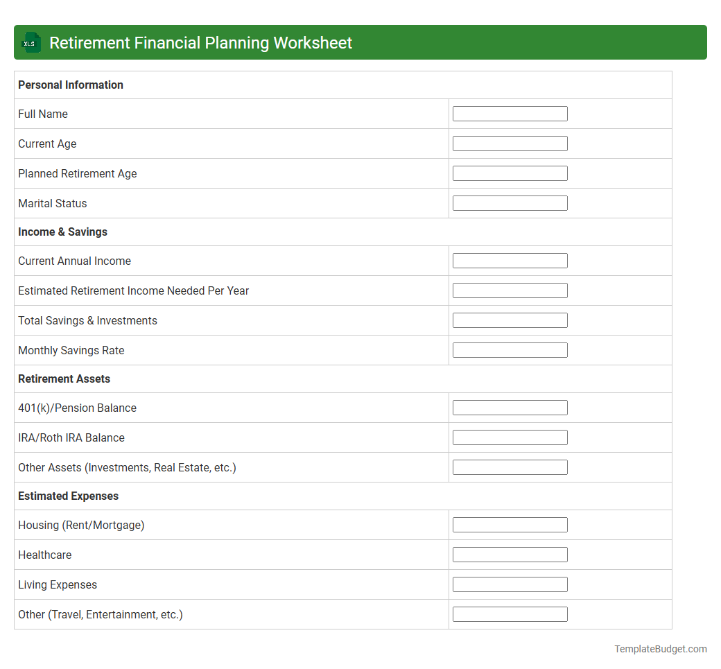 Retirement Financial Planning Worksheet