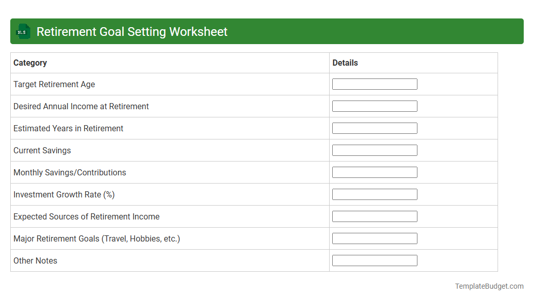 Retirement Goal Setting Worksheet