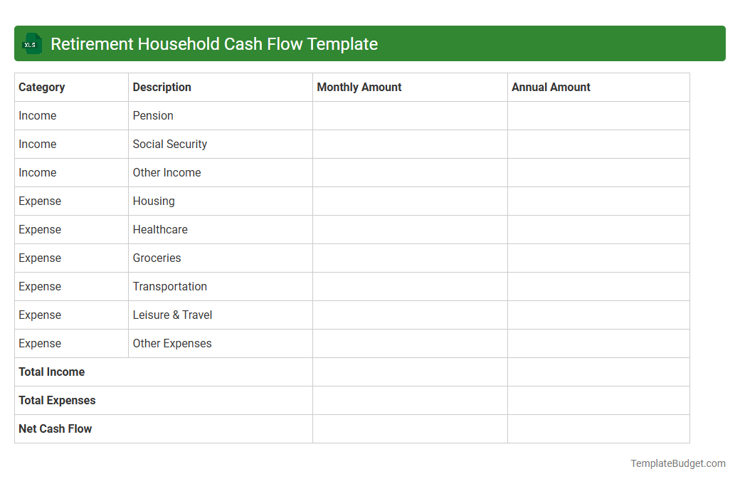 Retirement Household Cash Flow Template