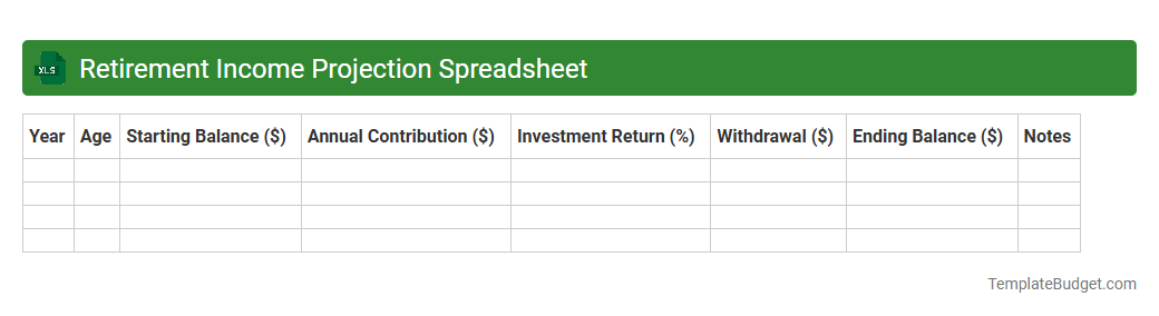Retirement Income Projection Spreadsheet