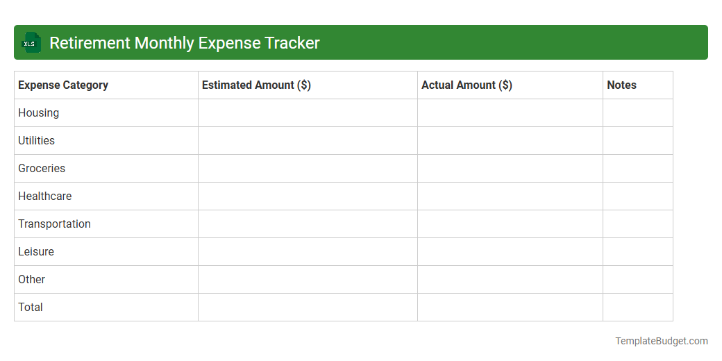 Retirement Monthly Expense Tracker