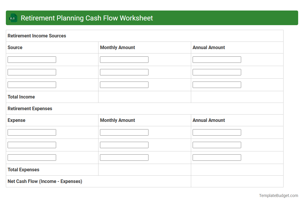 Retirement Planning Cash Flow Worksheet