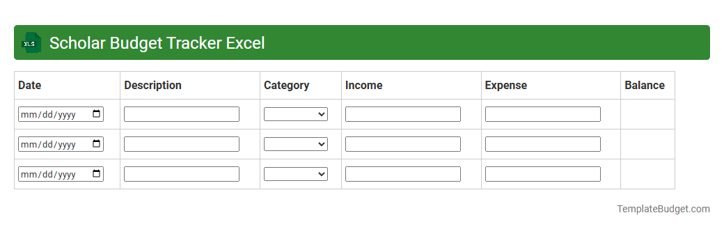 Scholar Budget Tracker Excel