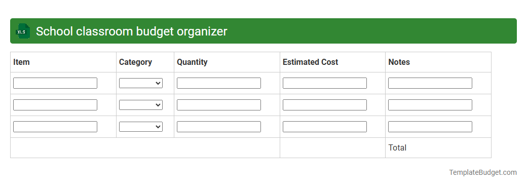 School classroom budget organizer