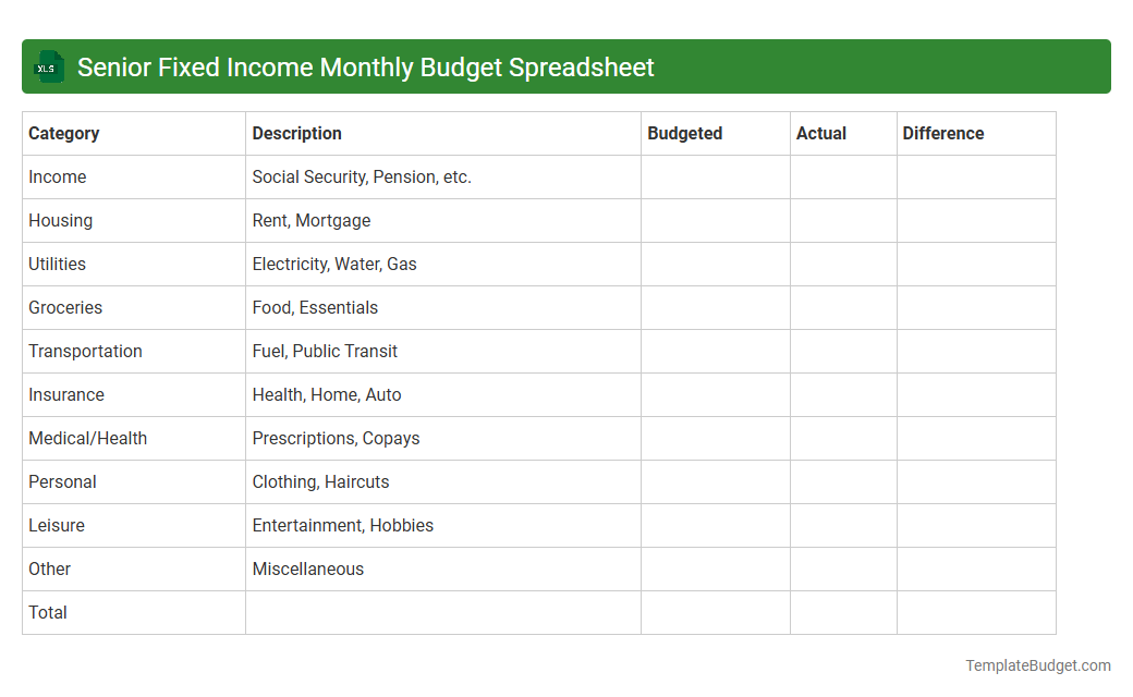 Senior Fixed Income Monthly Budget Spreadsheet