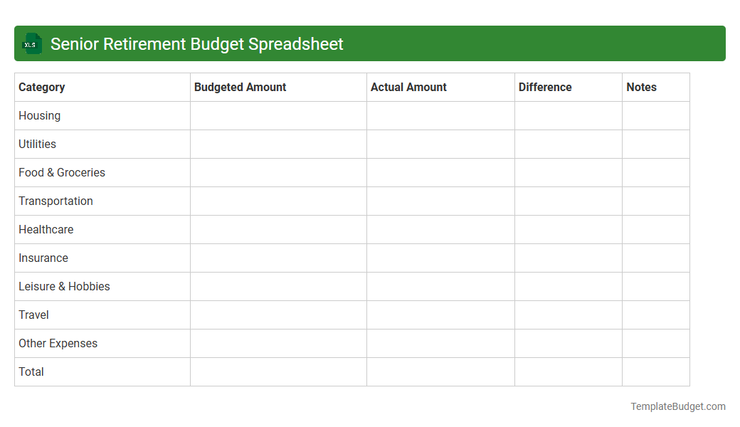 Senior Retirement Budget Spreadsheet