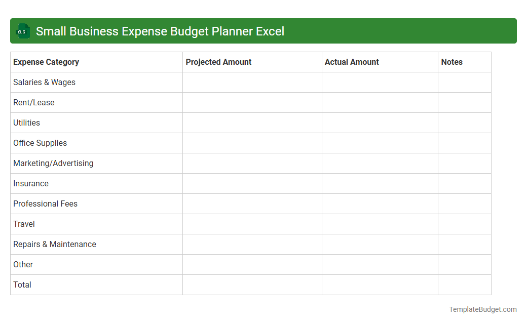 Small Business Expense Budget Planner Excel