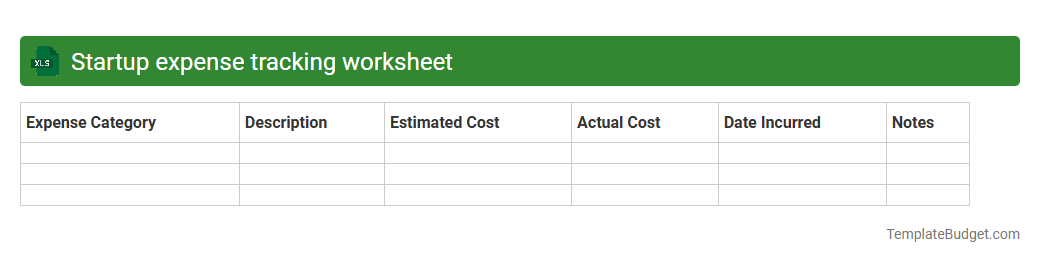 Startup expense tracking worksheet