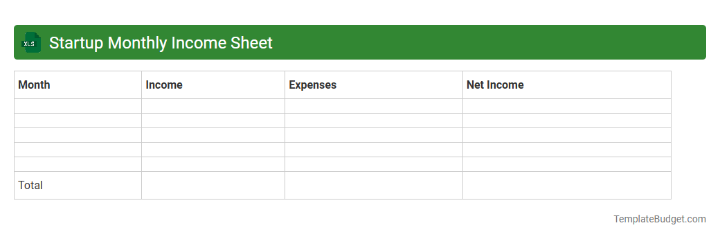 Startup Monthly Income Sheet