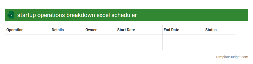 startup operations breakdown excel scheduler