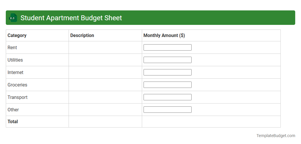 Student Apartment Budget Sheet