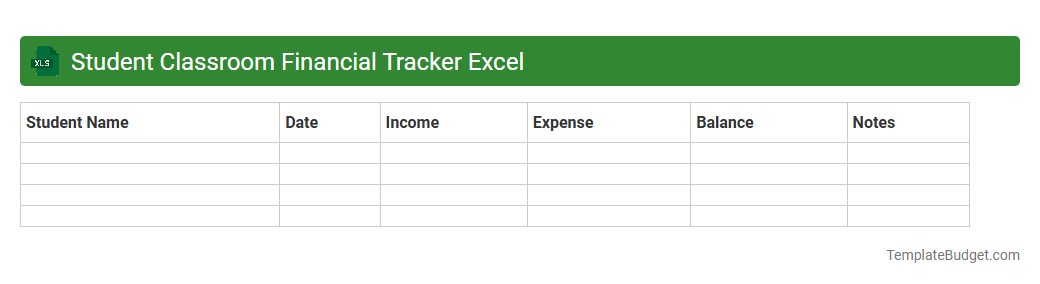 Student Classroom Financial Tracker Excel