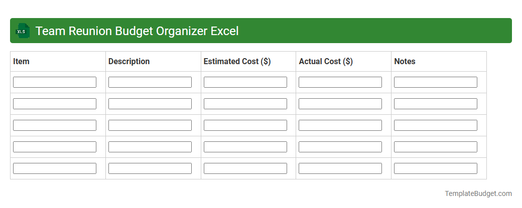 Team Reunion Budget Organizer Excel