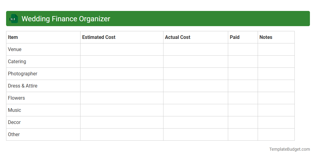 Wedding Finance Organizer