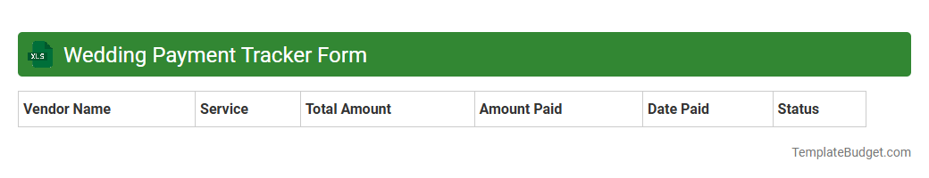 Wedding Payment Tracker Form
