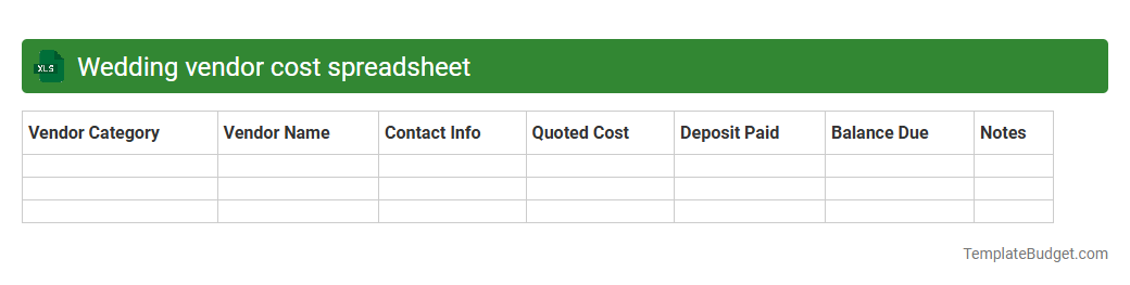 Wedding vendor cost spreadsheet