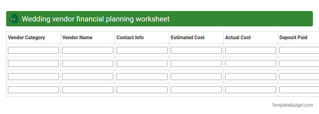 Wedding vendor financial planning worksheet