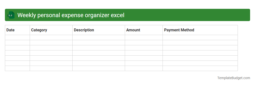 Weekly personal expense organizer excel