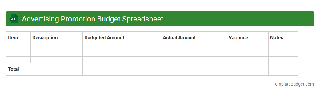 Advertising Promotion Budget Spreadsheet