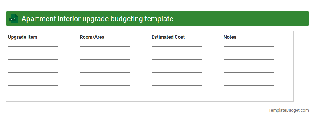 Apartment interior upgrade budgeting template