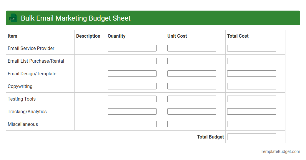 Bulk Email Marketing Budget Sheet