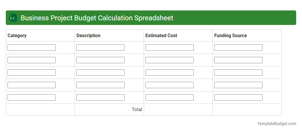 Business Project Budget Calculation Spreadsheet