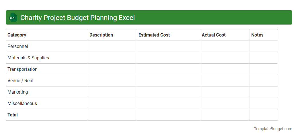 Charity Project Budget Planning Excel